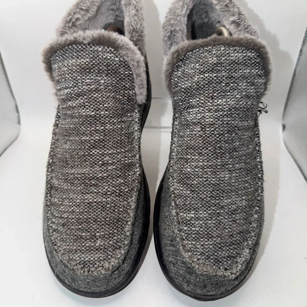 Hey Dude Denny Tweed Sleet Gray Women's Size 8 Fur Ankle Booties Boots Slip On - Picture 4 of 9